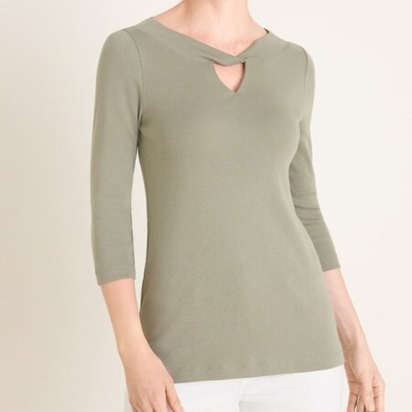 Chico's Convertible Supima Cotton Twist-Neck Tee - Picture 1 of 9